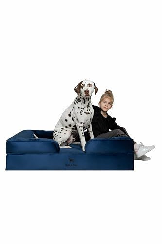 XL Dog Bed 45x35x11 Inch (Velvet - Navy Blue / X-Large)