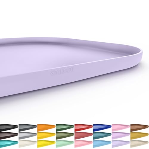 Waterproof Silicone Pet Food Mat with Raised Edge for Dog & Cat (Light Purple / 24"L x 16"W)