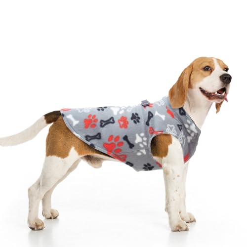 Small Dog Sweater Fleece Vest Winter Jacket (X-Large / GREY PAW)