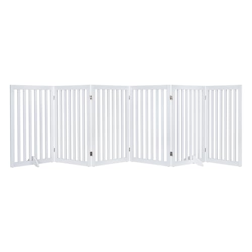 120" Extra Wide Pet Gate and Pet Playpen Combination for Dog Cat (White / 120"W×36"H)