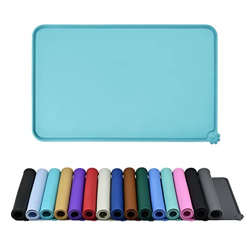 Silicone Pet Feeding Mat (Turquoise / 32" x 24")