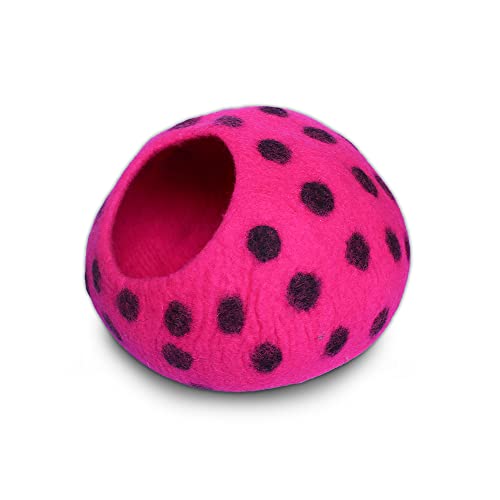 Premium Felt Cat Cave Bed (Pink Polka)