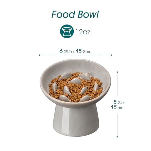 Ceramic Slow Feeder Cat Bowl (Grey)