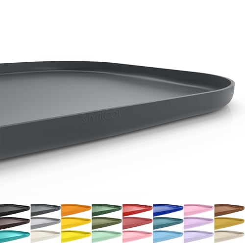 Waterproof Silicone Pet Food Mat with Raised Edge for Dog & Cat (Dark Grey / 19"L x 12"W)