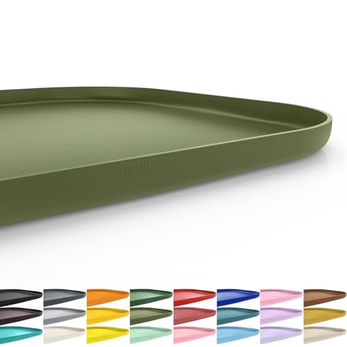 Waterproof Silicone Pet Food Mat with Raised Edge for Dog & Cat (Light Olive Green / 19"L x 12"W)