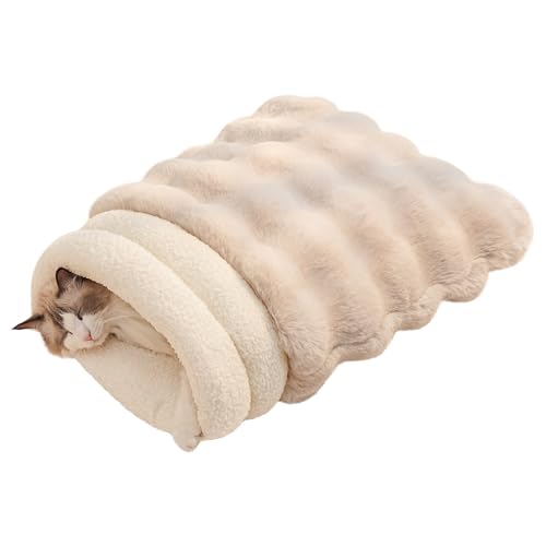 Cat Sleeping Bag for Indoor Cats (21.7"L x 17.7"W / White)