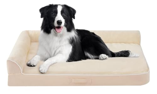 XL Orthopedic Dog Bed for Large Sized Dogs (42.0"L x 30.0"W x 7.5"Th / Beige)