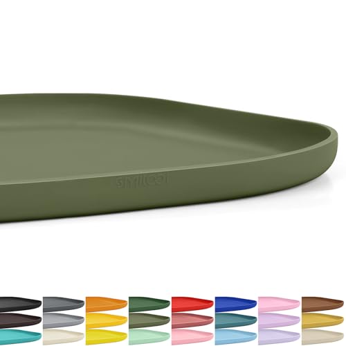 Waterproof Silicone Pet Food Mat with Raised Edge for Dog & Cat (Light Olive Green / 12"L x 12"W)