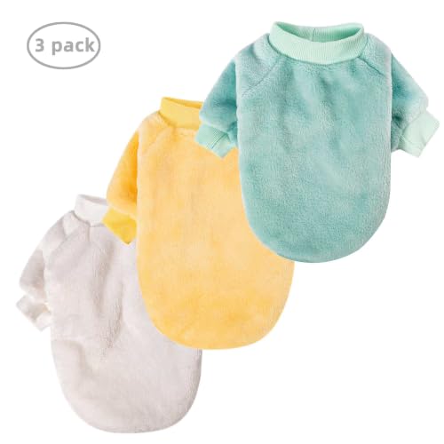 Small Dog Sweater 3 Pack for Dog Boy Girl (Cream,Green,Yellow / X-Small)