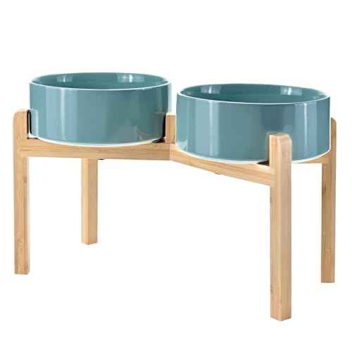 Elevated Dog Bowls Ceramic (8.3 in - 7.6 cups / Dark Green)