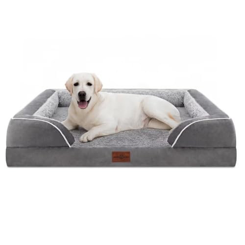 Waterproof Orthopedic Dog Beds for Extra Large Dog (45.0"L x 35.0"W x 8.5"Th / Grey)