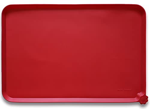 X Large Silicone Non Slip Pet Feeding Mats (28" x 20" / Classic Red)