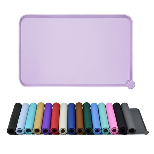 Silicone Pet Feeding Mat (Hibiscus Purple / 18.5" x 11.5")