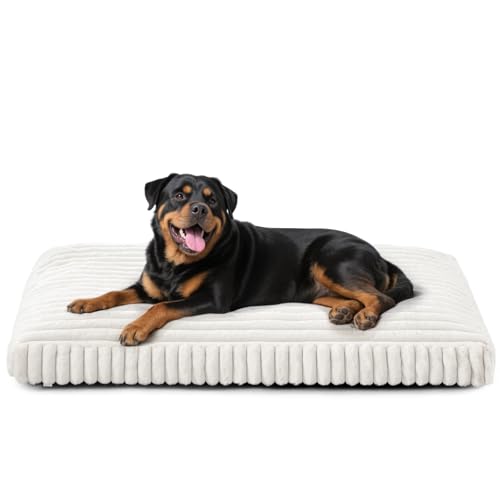 XXL Dog Bed Flat Pet Beds with Removable Washable Cover (Cream / XXL (47"x29"x4"))