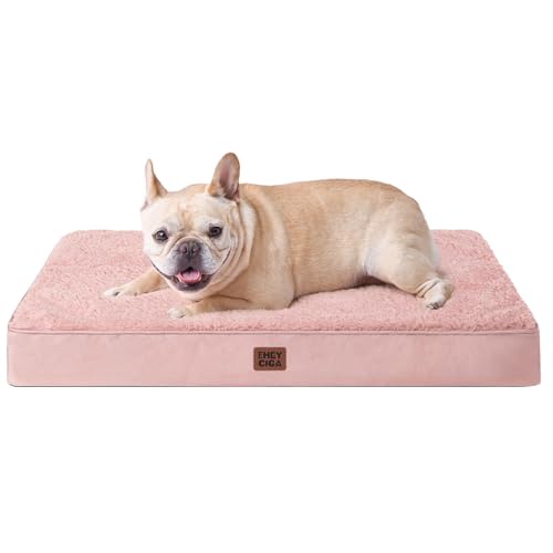 Orthopedic Dog Bed with Removable Washable Cover (30*20*3.5 inches / Pink)