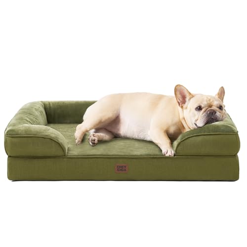 Orthopedic Dog Bed Medium Size Dog (Olive Green / 30.0"l X 20.0"w X 6.5"th)