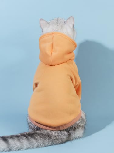 Basic Dog Hoodie Sweatshirt Puppy Sweater Warm Cat Costumes Pet Clothes for Chihuahua Puppy Kitten Small Medium Dogs Orange XX (XX-Small / Orange)