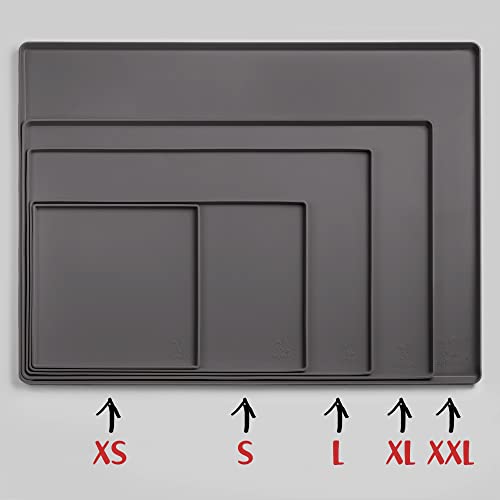 Dog Food Mat Waterproof Dog Bowl Mat for Food and Water (11.2"L x 11.2"W / Shadow)