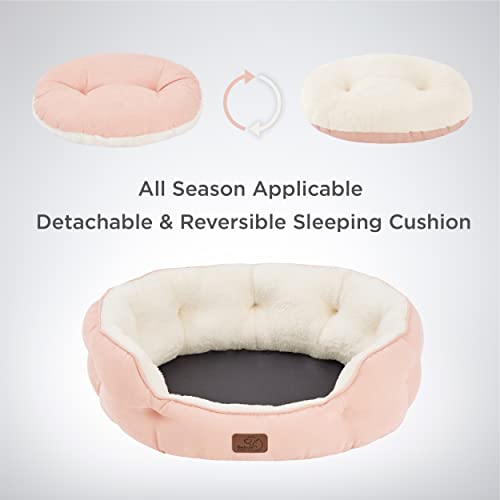 Small Dog Bed Washable (25"L x 21"W x 8"Th / Peach Pink)