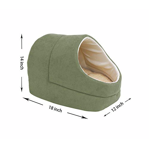 Self Warming Burrow Cat Bed (Sage Green-2)