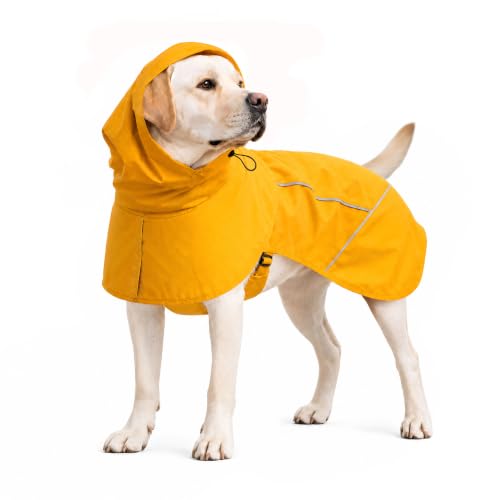 Dog Raincoat Full Body Coverage Waterproof Windproof Hooded Jacket (Yellow / XX-Large)