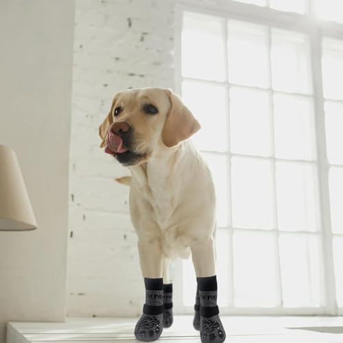 6PCS Anti Slip Dog Socks to Prevent Licking Paws (Small (6 Count) / Black and Grey)