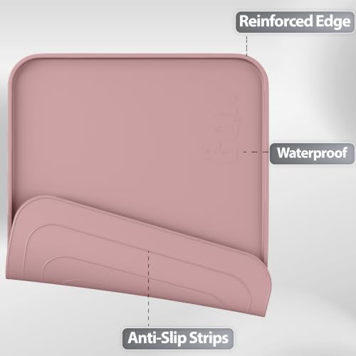 Silicone Dog Cat Food Mat Extra Thick Raised Edge (Dusty Rose / 18"L x 12"W)