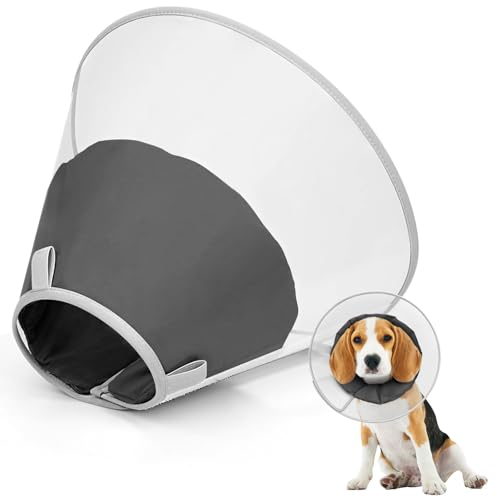 Dog Cone Collar with Soft Liner to Stop Licking (Light Black / XL(Depth: 11.0, Girth: 16-19.5))