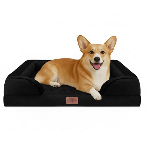 Waterproof Orthopedic Dog Beds for Large Sized Dog (35.0"L x 22.0"W x 7.0"Th / Black)