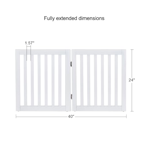 24”H Free Standing Pet Gate for Dog Cat (White / 40"W×24"H)