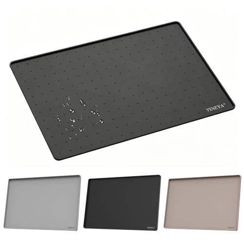 18" x 12" Silicone Cat Food Mat Waterproof (Black / 18" x 12")