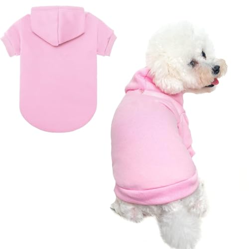 Dog Hoodie for Small Dogs (#2 Pink(Plain) / X-Small (All Breed Sizes))