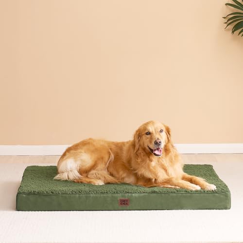Orthopedic Dog Bed Extra Large with Removable Washable Cover (41*27*3.5 inches / Olive Green)