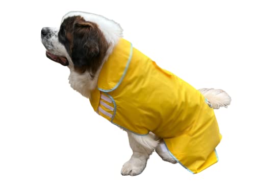 Extra Large Dog Yellow Rain Rover Raincoat with Half Hood XL