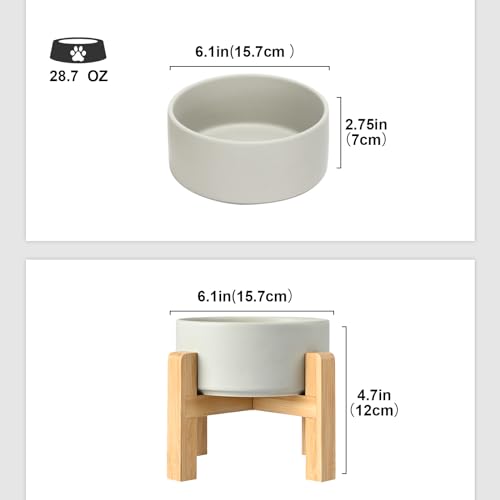 Ceramic Elevated Dog Bowls 2 Pack (Medium - 3.6 CUPS*2 / Grey)