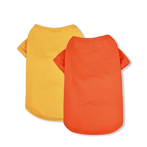 Dog Shirts Soft Plain Solid T (Yellow & Orange / XL-(15~24lb) | Chest(~20.8"))