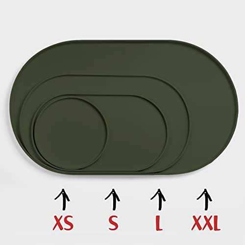 Dog Food Mat Waterproof Dog Bowl Mat (32x19 Inch (Pack of 1) / Khaki Green)