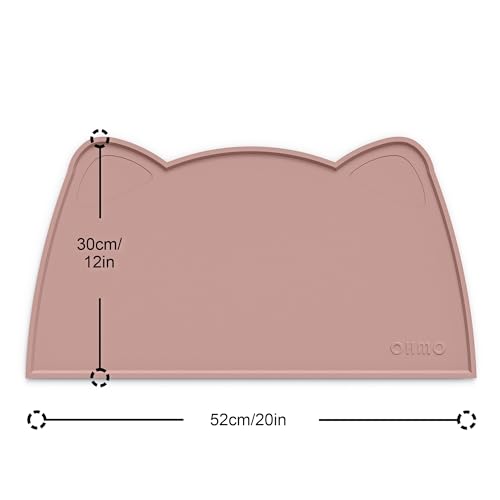 Cat Food Mat Silicone Pet Feeding Mat (20"L x 12"W / Rose)