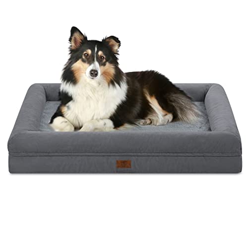 Orthopedic Dog Bed Waterproof Pet Sofa for Large Sized Dogs (Dark Grey / 36.0"L x 27.0"W x 7"Th)