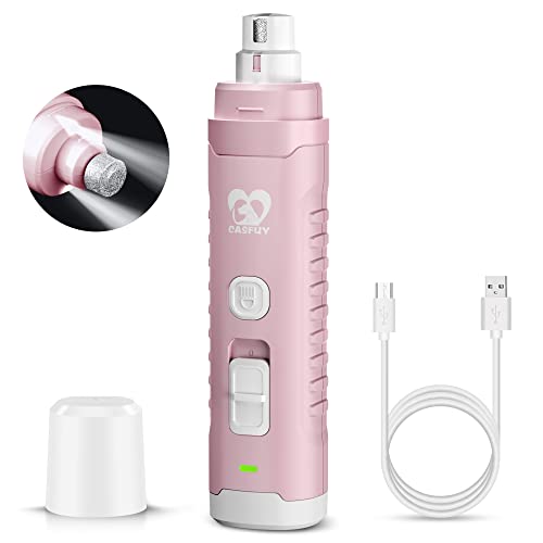Dog Nail Grinder with 2 LED Light for Large Medium Small Dogs (Pink)