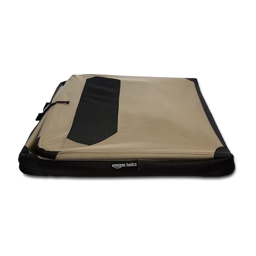 Portable Folding Soft Dog Crate for Cat (Tan / L 36" x 24" x 24")