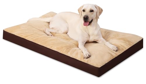 Waterproof Dog Bed for XXL Crate with Washable Cover (47.0"L x 29.0"W x 4.0"Th / Brown)
