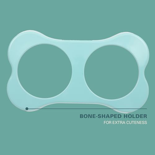 Bow Wow Meow 3 (Teal / 13oz Dog Bowl (Set of 2 w/ Elevated Holder))