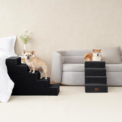 Dog Stairs for Bed 22.5" H (Black / Extra Wide 17.7" x 35" x 22.5")