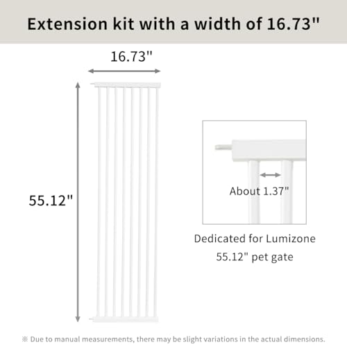 Extra Tall Cat Gate Extension Kit 55.12" High 16.73" Wide White (55.12" H-white / 16.73" W, Extension)