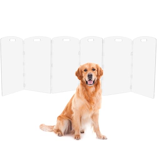 Modern Frame Clear Acrylic Freestanding Dog Gate (32" Height-6 Panel)