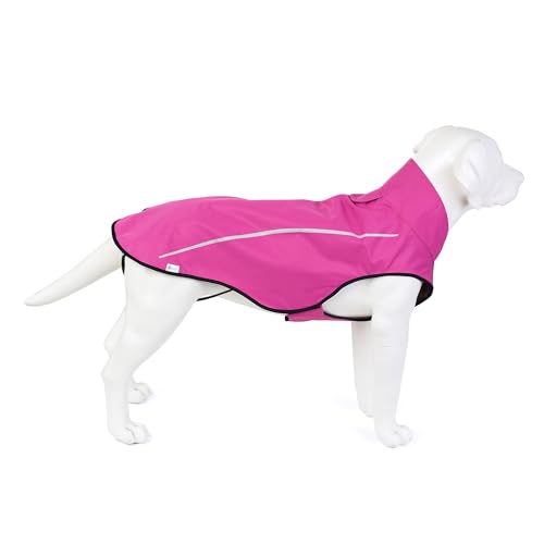 Dog Raincoat Adjustable Waterproof Reflective Rain Jacket for Small Medium Large Dogs (L Chest 32"-40" / Hot Pink)