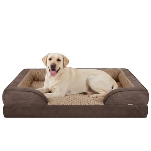 Jumbo Orthopedic Dog Bed for Extra Large Dogs (XL-PLUS (45"x 32"x 7.5") / Dark Brown)