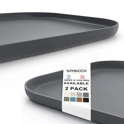 Waterproof Silicone Pet Food Mat with Raised Edge for Dog & Cat (19"L x 12"W / Dark Gray)