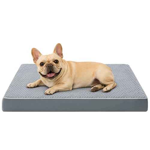 Waterproof Orthopedic Dog Bed for Crate Mat (Grey / 35"L x 22"W x 4"Th)